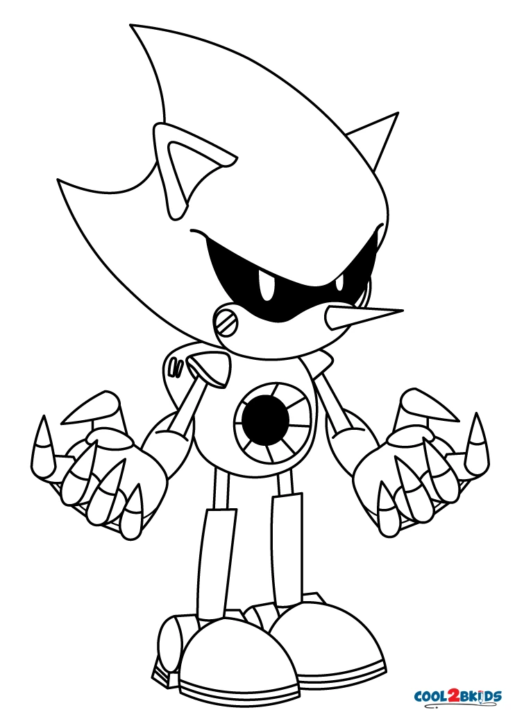 free printable metal sonic coloring pages for kids