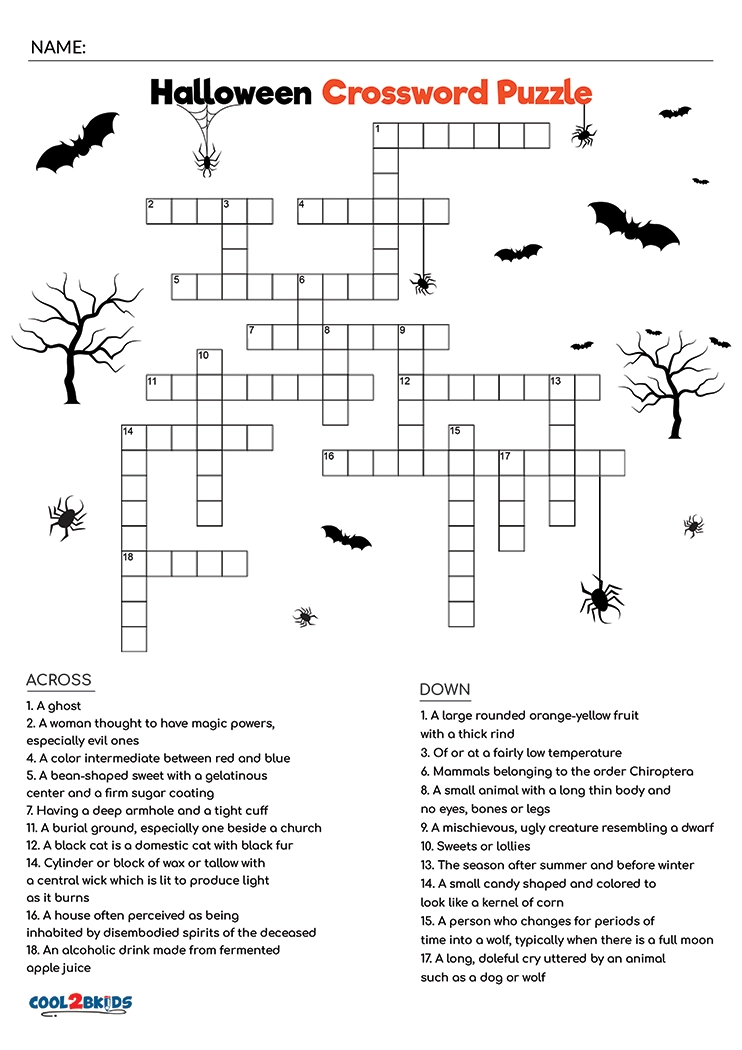 Free Printable Halloween Crossword Puzzles