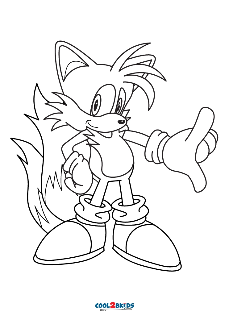 Imagem colorida super simples de Miles Tails Prower do Sonic grátis para  baixar