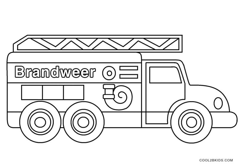 Kleurplaat Brandweerwagen Brandweervoertuig Kleurplatennl Images And