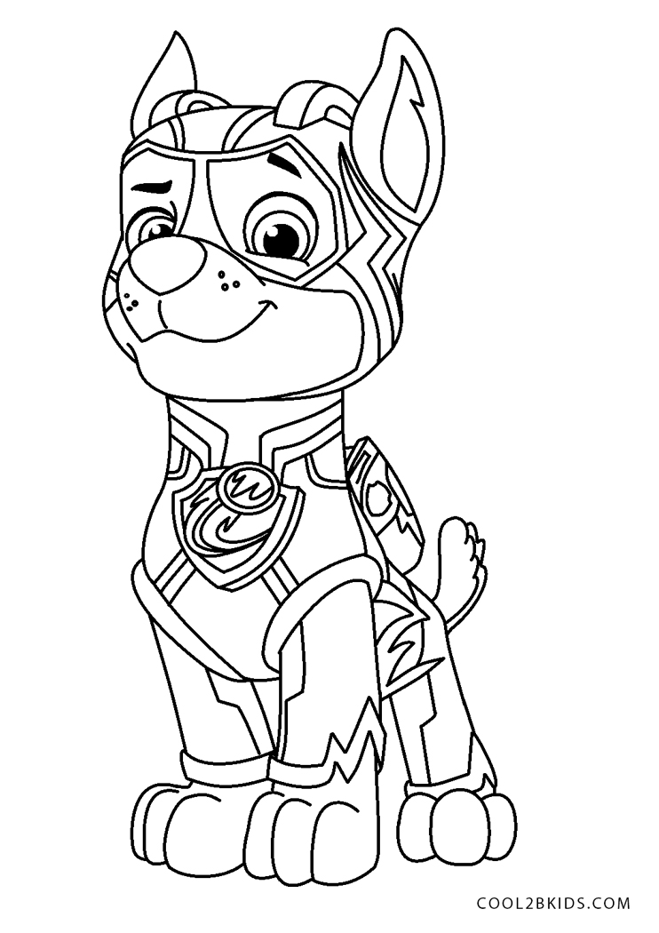 Coloriage Super Pat Patrouille Mighty Pups Chase _ Dessin Pat Patrouille La Super  Patrouille à imprimer