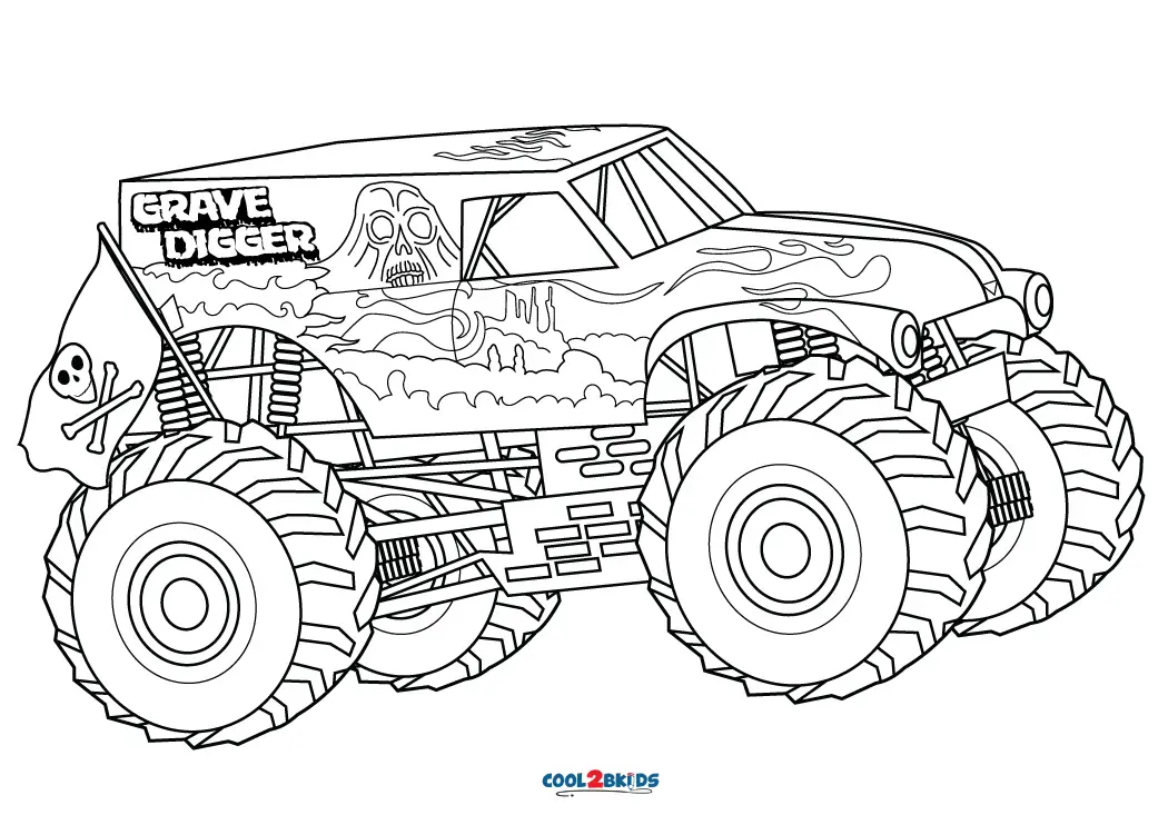 Free Printable Grave Digger Monster Truck Coloring Pages For Kids