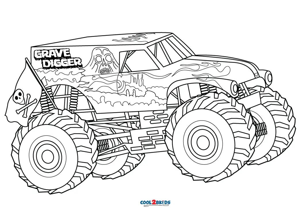 Desenho de Grave Digger Monster Truck para colorir