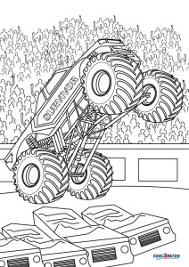 monster truck crushing car coloring pages