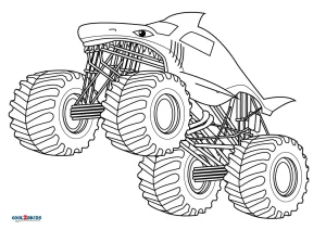 Free Shark Monster Truck Coloring Pages Printable and Easy