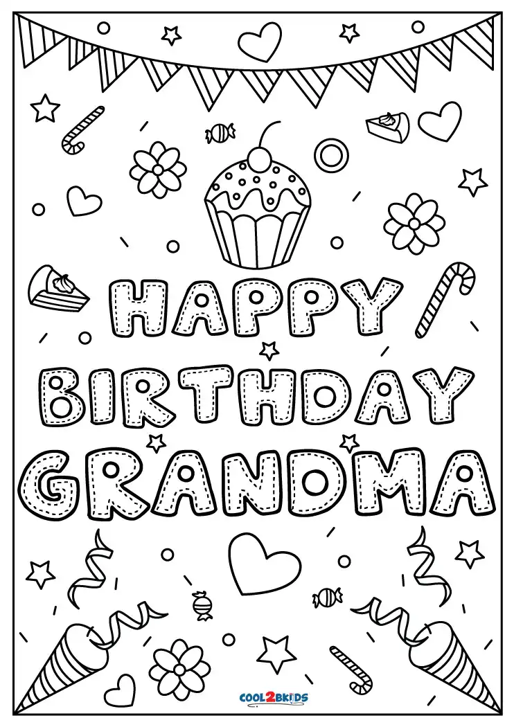 Free Printable Happy Birthday Grandma Coloring Pages For Kids