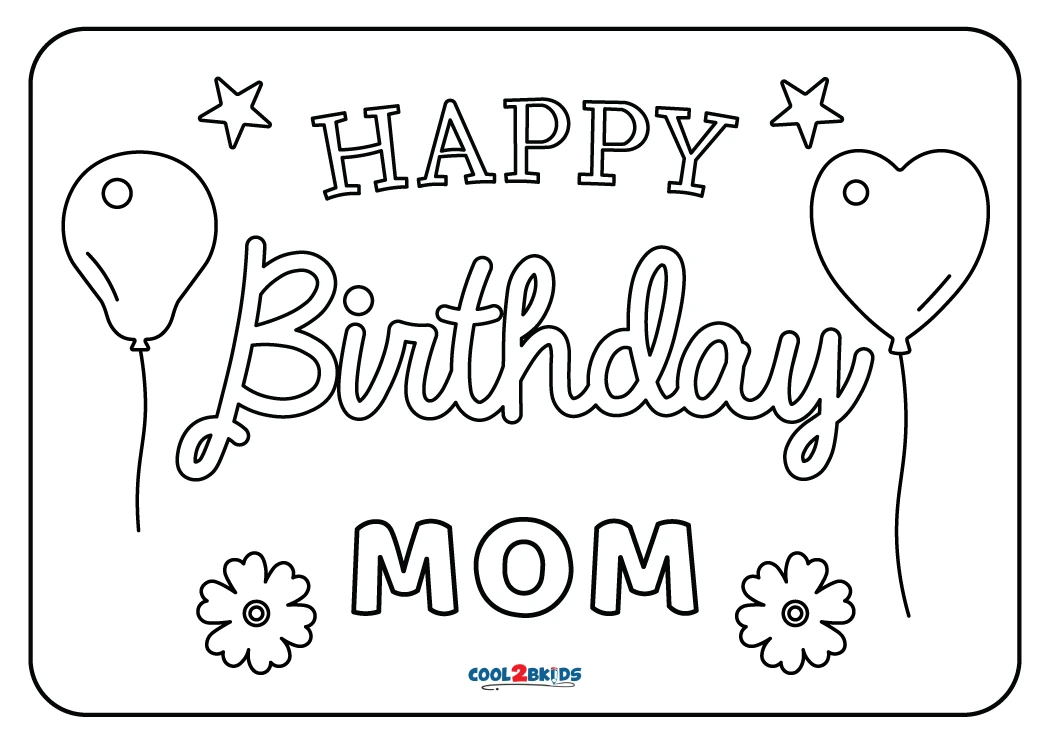 Coloring pages happy birthday mom