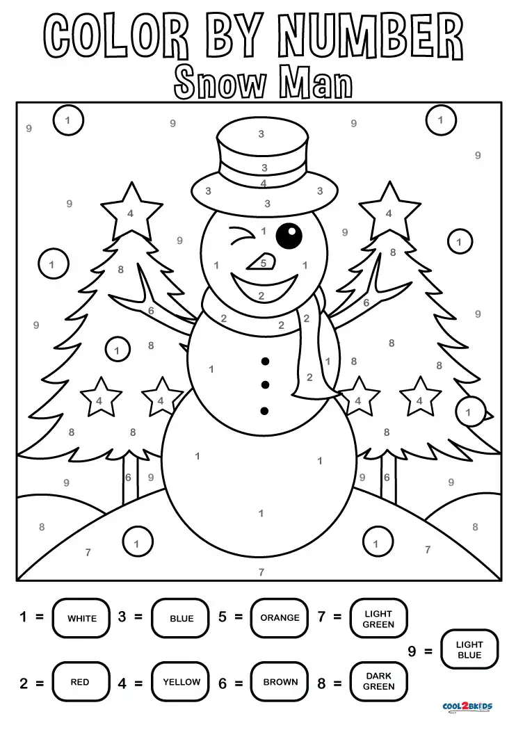 free printable color by number christmas coloring pages