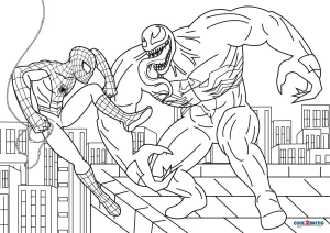 Free Printable Spiderman vs. Venom Coloring Pages For Kids