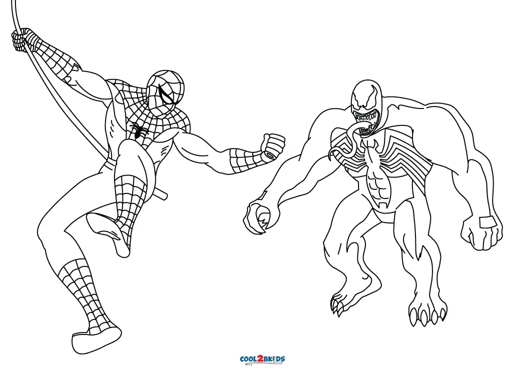 Free Printable Spiderman vs. Venom Coloring Pages For Kids