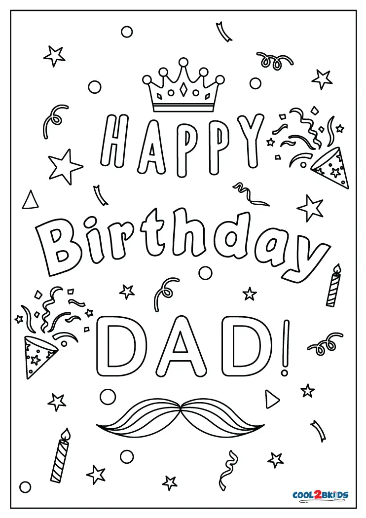 Free Printable Happy Birthday Dad Coloring Pages