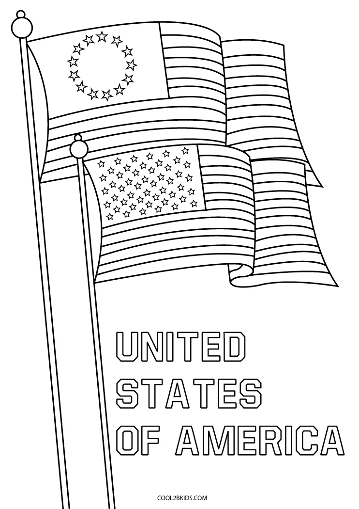 Desenhos de Bandeira dos Estados Unidos Para Colorir Páginas Para Impressão Grátis