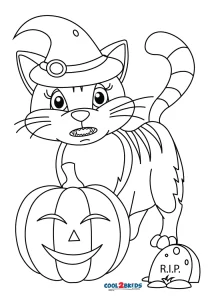 Desenhos de Gatos de Halloween Para Colorir - Cool2bKids