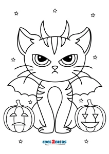 Desenhos de Gatos de Halloween Para Colorir - Cool2bKids