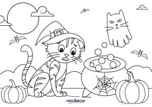 Desenhos de Gatos de Halloween Para Colorir - Cool2bKids