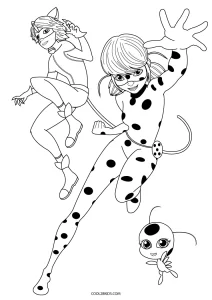 Desenhos para colorir de ladybug e chat noir 