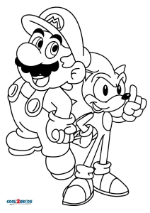 Desenho para colorir Mario e Sonic nos Jogos Olímpicos Tóquio 2020