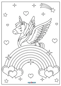 Ausmalbilder Einhorn mit Regenbogen - Malvorlagen Kostenlos zum Ausdrucken