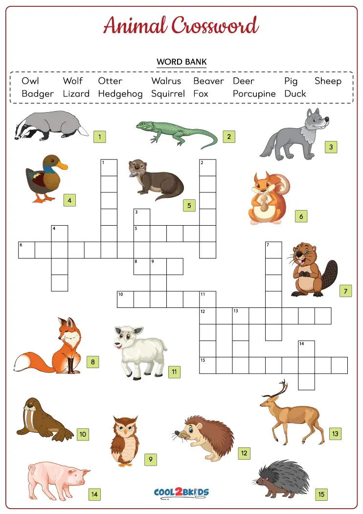 Free Printable Animal Crossword Puzzles