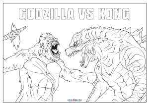 Free Printable Godzilla vs Kong - Godzilla Vs King Kong Coloring Pages 2020 300x212.webp