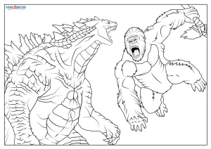Free Printable Godzilla vs. Kong Coloring Pages For Kids