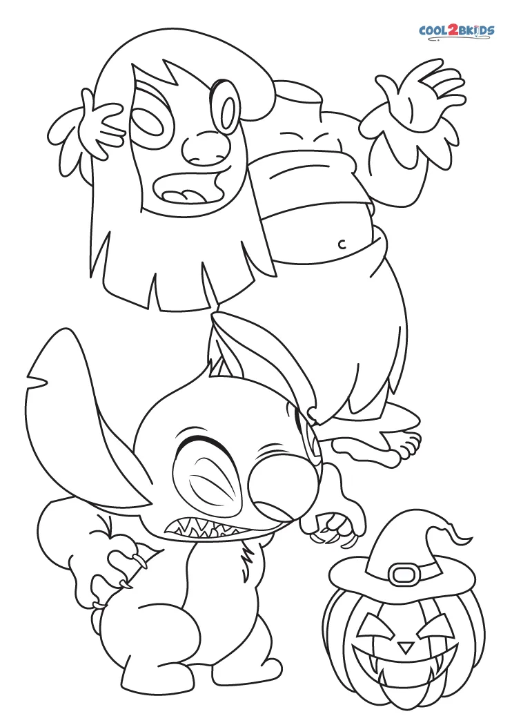 Free Printable Lilo and Stitch Halloween Coloring Pages For Kids