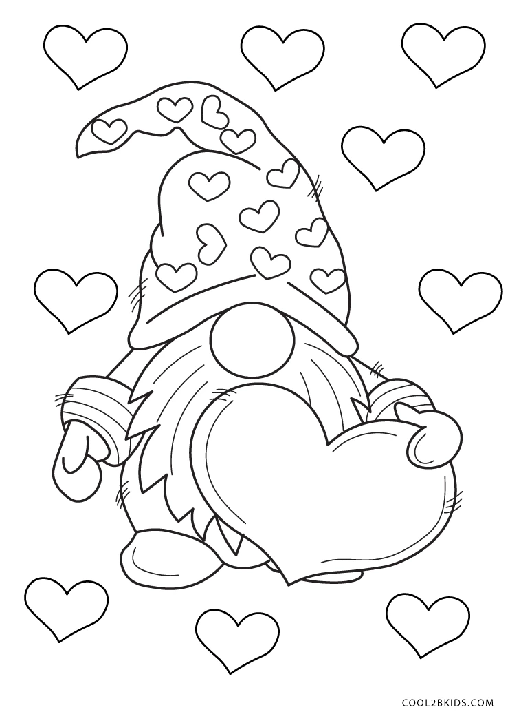 Free Printable Valentine s Day Gnome Coloring Pages For Kids Free Printable Valentine s Day Gnome Coloring Pages For Kids