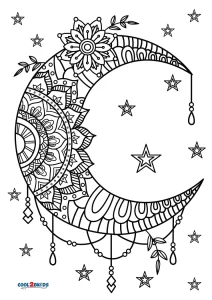 Free Printable Moon Mandala Coloring Pages For Kids